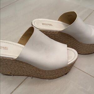 Michael Kors Cream Wedge Mules